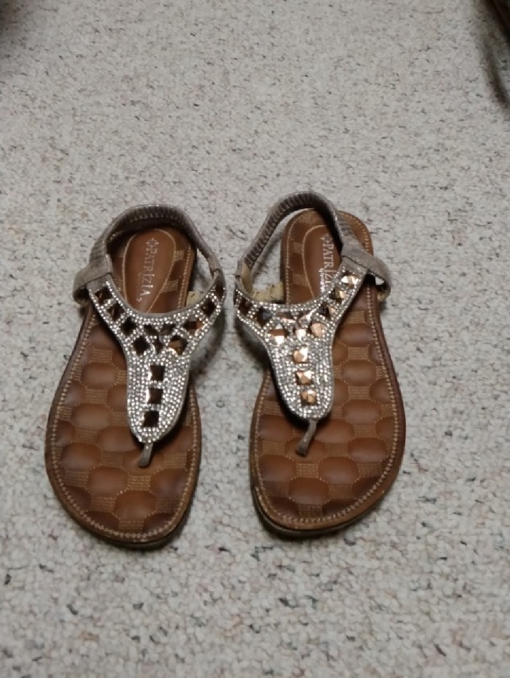 Patrizia Sparkle Taupe Thong Sandals - Women's